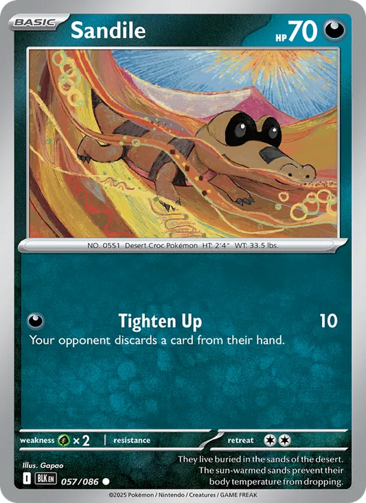 Sandile Normal 057/86 Black Bolt Pokémon Card