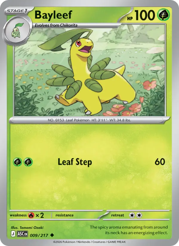 Bayleef Reverse Holo 009/217 Ascended Heroes Pokémon Card