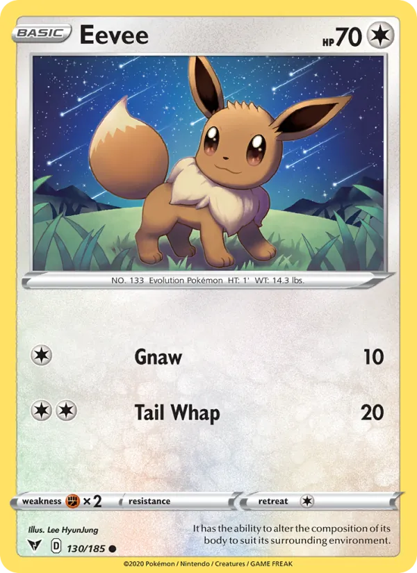 Eevee Reverse Holo 130/185 Vivid Voltage Pokémon Card