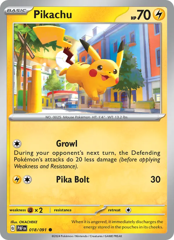 Pikachu Reverse Holo 018/91 Paldean Fates Pokémon Card