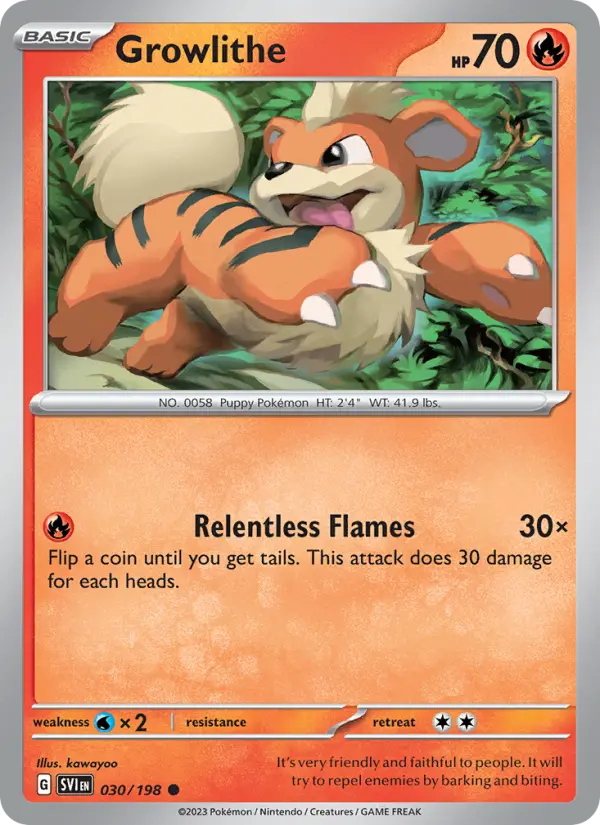 Growlithe Non-Foil 030/198 Scarlet & Violet Pokémon Card