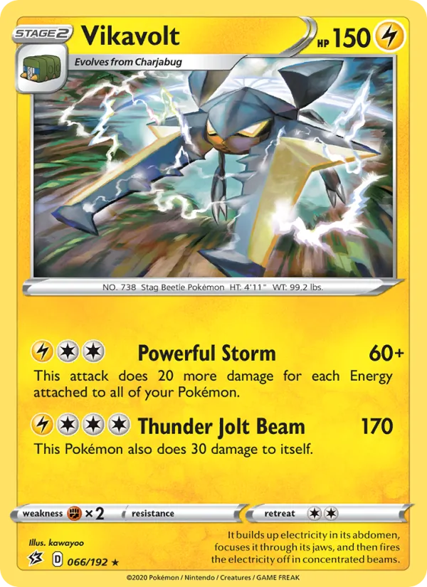 Vikavolt Reverse Holo 066/192 Rebel Clash Pokémon Card
