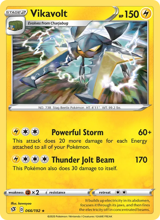 Vikavolt Reverse Holo 066/192 Rebel Clash Pokémon Card