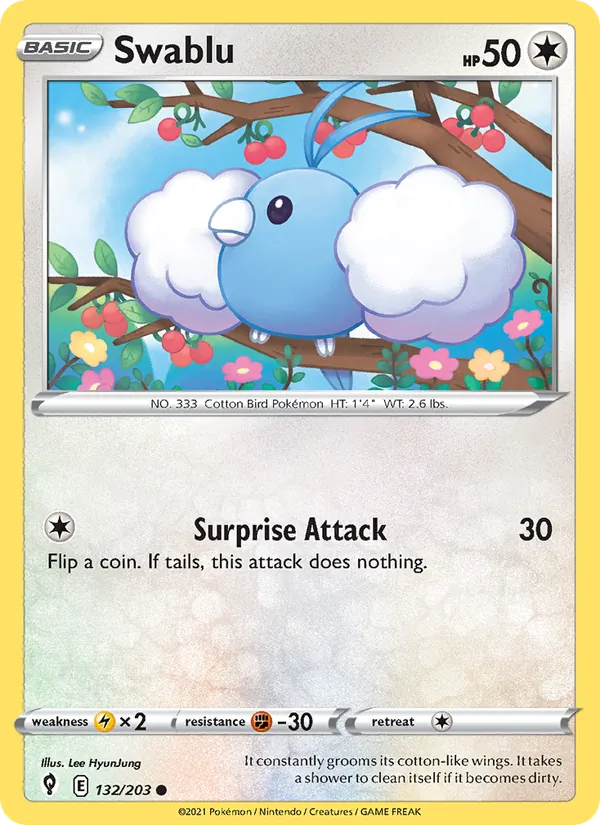 Swablu Reverse Holo 132/203 Evolving Skies Pokémon Card