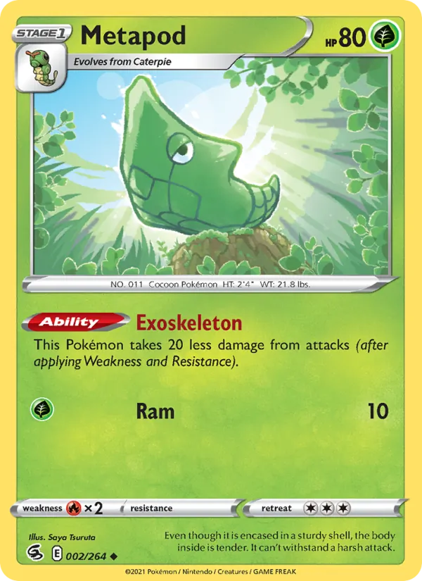 Metapod Reverse Holo 002/264 Fusion Strike Pokémon Card