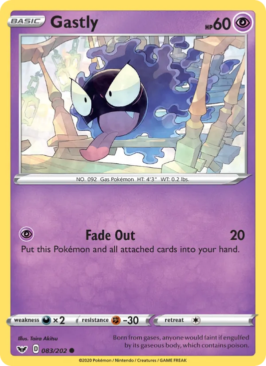 Gastly Reverse Holo 083/202 Sword & Shield Pokémon Card