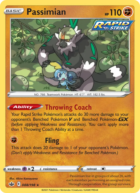 Passimian Reverse Holo 088/198 Chilling Reign Pokémon Card