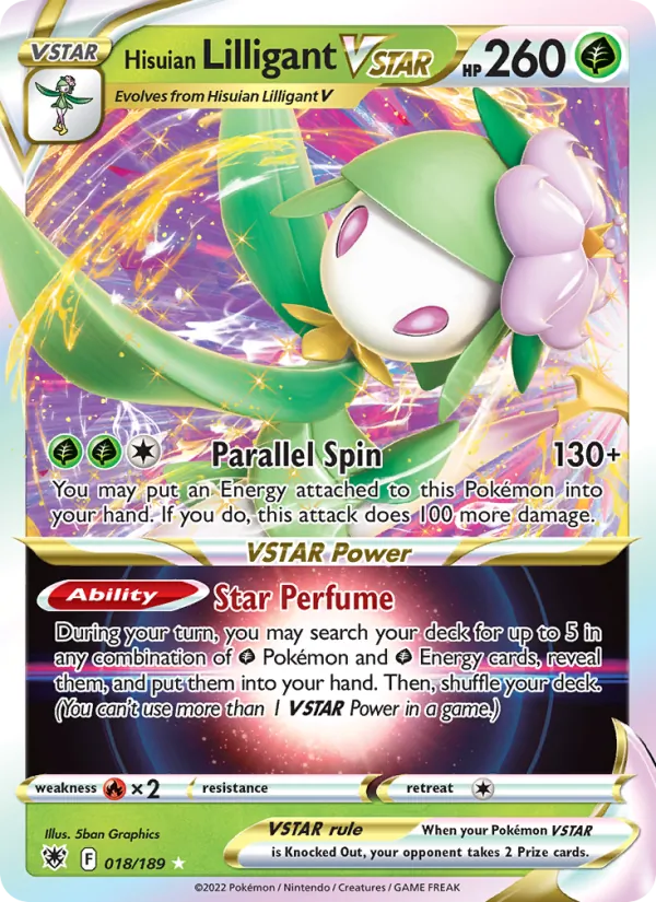 Hisuian Lilligant VSTAR Holo 018/189 Astral Radiance Pokémon Card