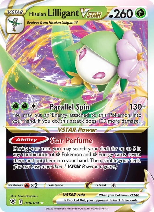 Hisuian Lilligant VSTAR Holo 018/189 Astral Radiance Pokémon Card