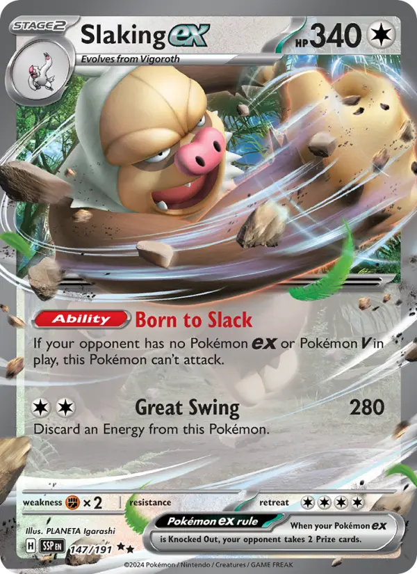 Slaking ex Holo 147/191 Surging Sparks Pokémon Card