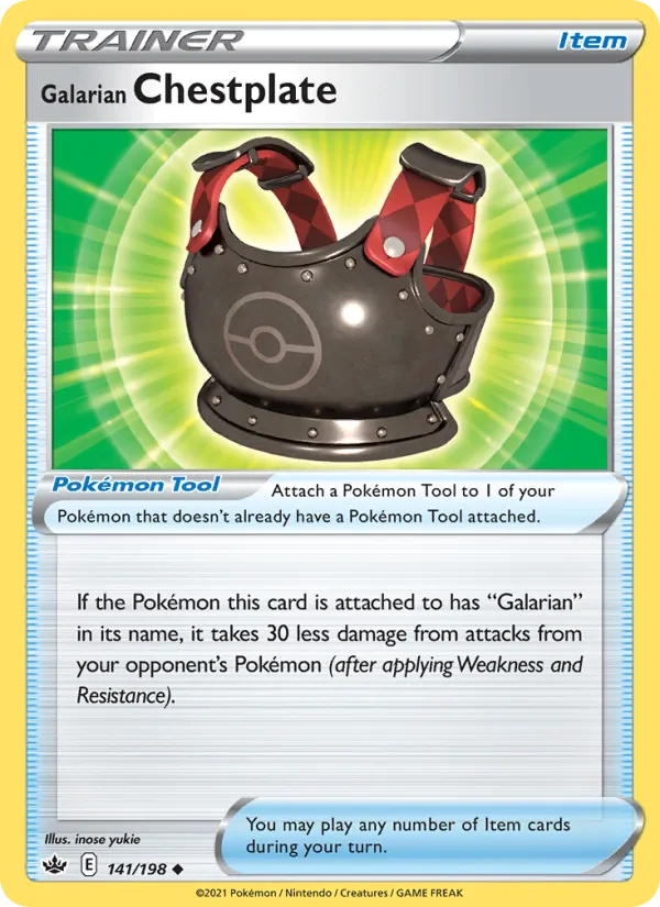 Galarian Chestplate Reverse Holo 141/198 Chilling Reign Pokémon Card