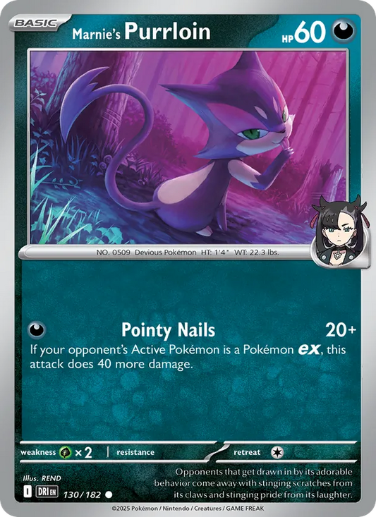 Marnie's Purrloin Normal 130/182 Destined Rivals Pokémon Card