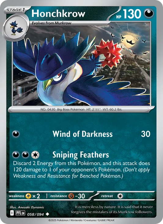 Honchkrow Normal 058/94 Phantasmal Flames Pokémon Card