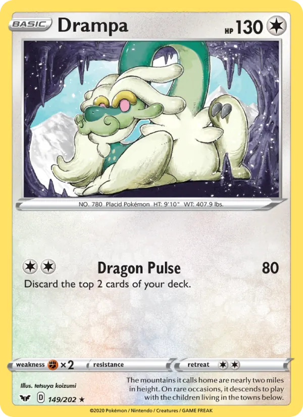 Drampa Reverse Holo 149/202 Sword & Shield Pokémon Card