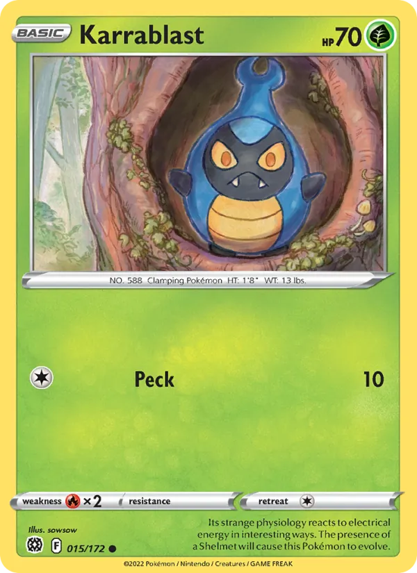 Karrablast Reverse Holo 015/172 Brilliant Stars Pokémon Card