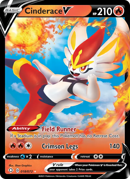 Cinderace V Holo 018/72 Shining Fates Pokémon Card