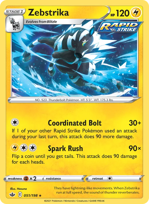 Zebstrika Reverse Holo 051/198 Chilling Reign Pokémon Card