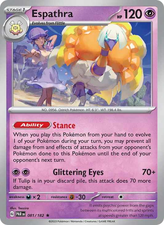 Espathra Holo 081/182 Paradox Rift Pokémon Card