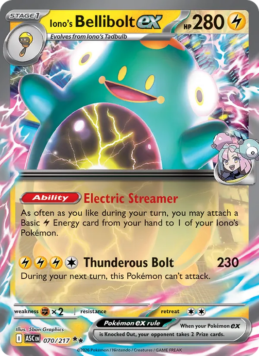 Iono's Bellibolt ex Holo 070/217 Ascended Heroes Pokémon Card