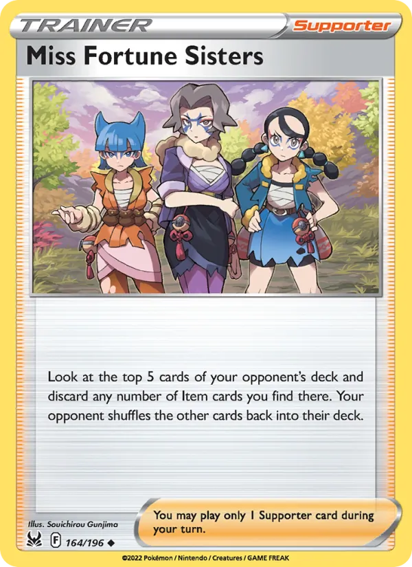 Miss Fortune Sisters Reverse Holo 164/196 Lost Origin Pokémon Card