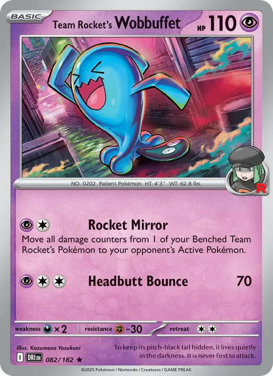 Team Rocket's Wobbuffet Holo 082/182 Destined Rivals Pokémon Card