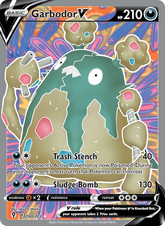 Garbodor V Holo 190/203 Evolving Skies Pokémon Card