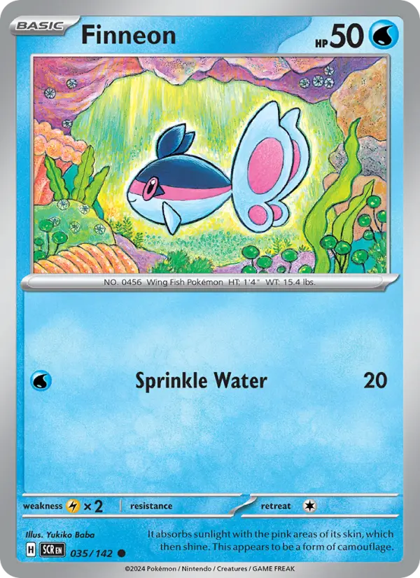 Finneon Reverse Holo 035/142 Stellar Crown Pokémon Card