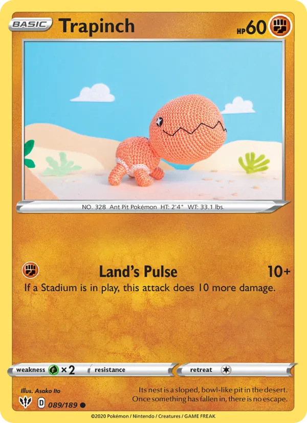 Trapinch Reverse Holo 089/189 Darkness Ablaze Pokémon Card