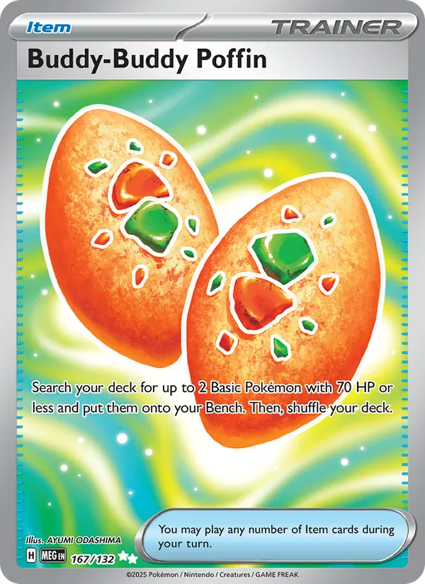 Buddy-Buddy Poffin Holofoil 167/132 Mega Evolution Pokémon Card
