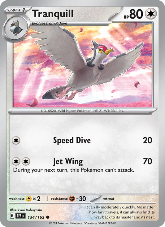 Tranquill Normal 134/162 Temporal Forces Pokémon Card
