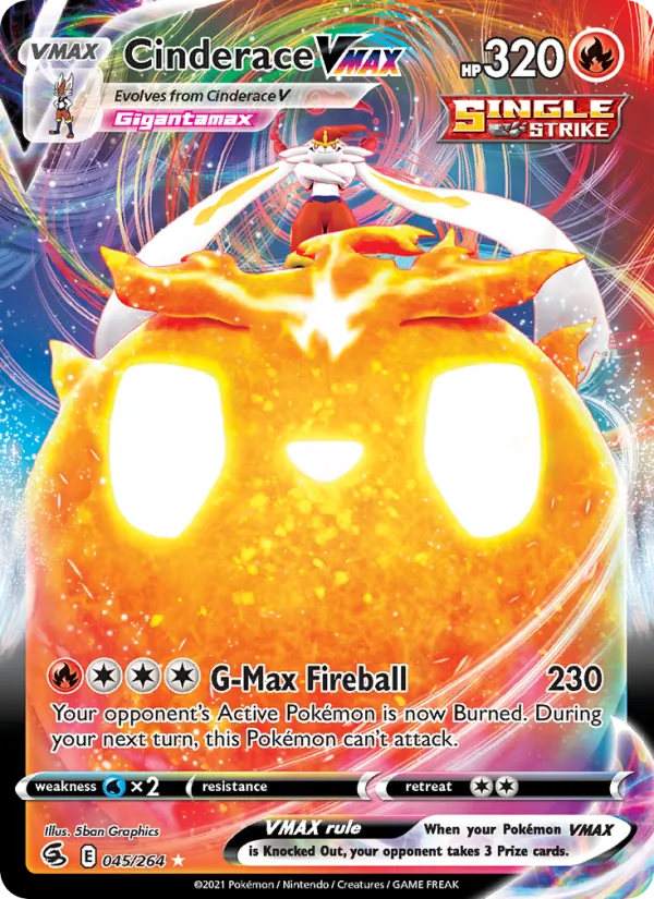 Cinderace VMAX Holo 045/264 Fusion Strike Pokémon Card