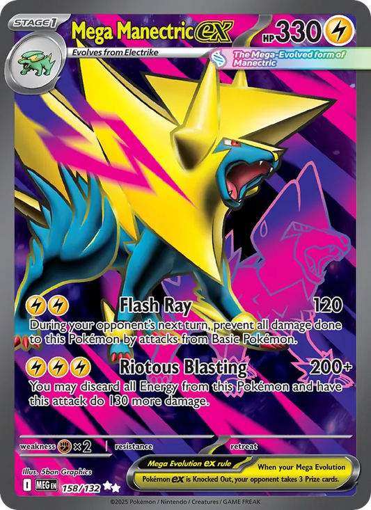 Mega Manectric ex Holo 158/132 Mega Evolution Pokémon Card