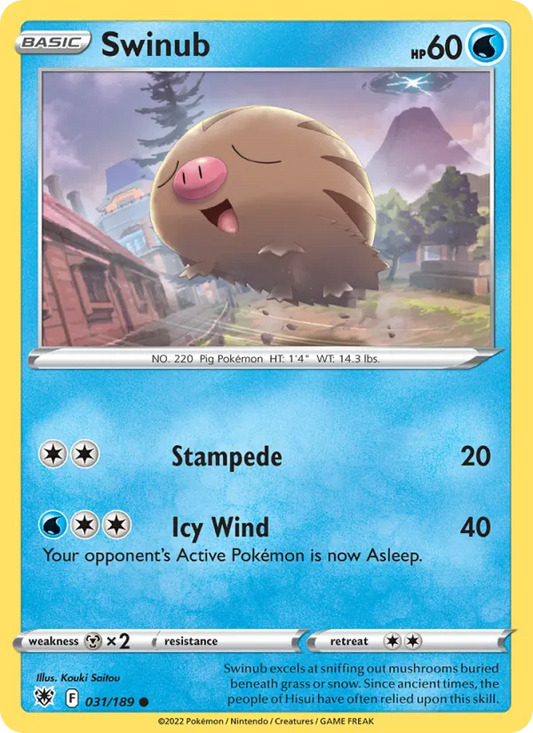 Swinub Reverse Holo 031/189 Astral Radiance Pokémon Card