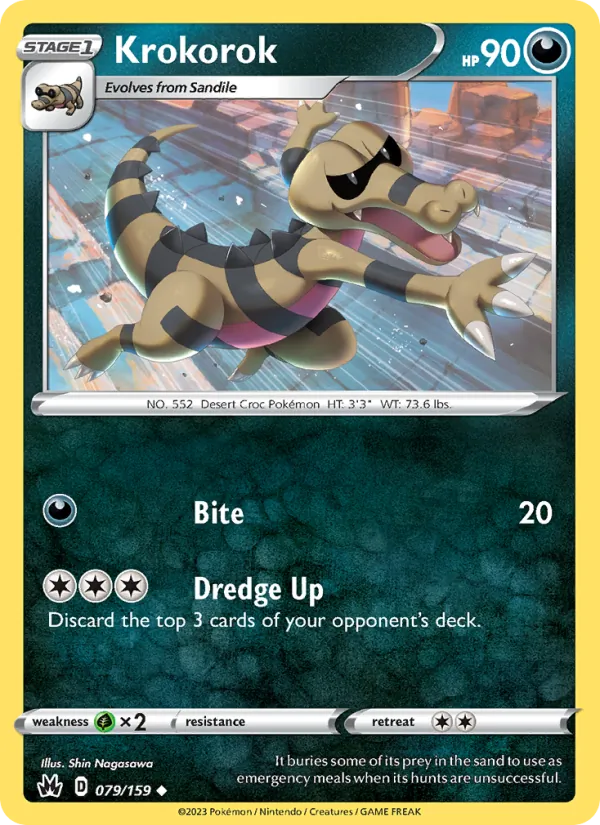 Krokorok Reverse Holo 079/159 Crown Zenith Pokémon Card