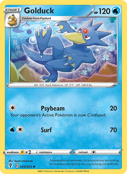 Golduck Reverse Holo 025/203 Evolving Skies Pokémon Card