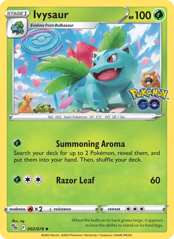 Ivysaur Reverse Holo 002/78 Pokémon GO Pokémon Card