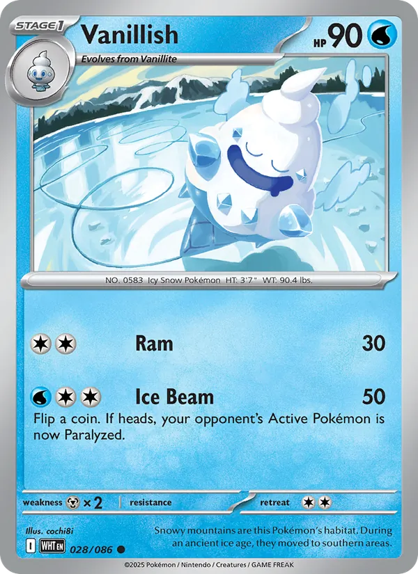Vanillish Normal 028/86 White Flare Pokémon Card
