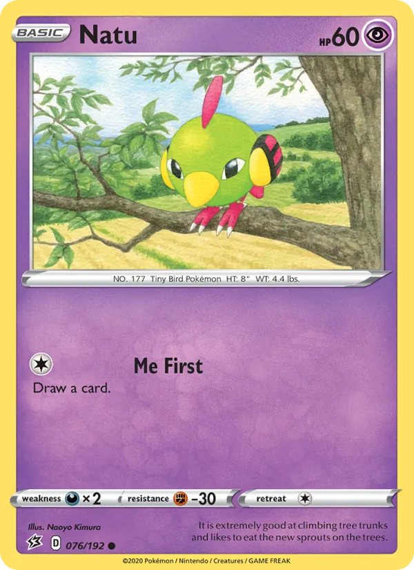 Natu Reverse Holo 076/192 Rebel Clash Pokémon Card