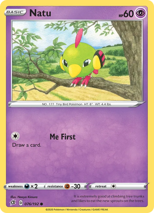 Natu Reverse Holo 076/192 Rebel Clash Pokémon Card
