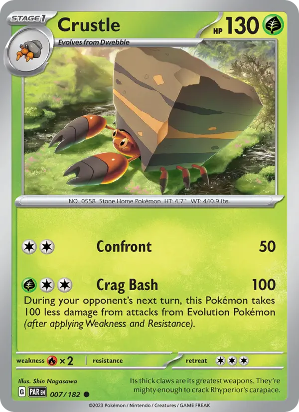 Crustle Reverse Holo 007/182 Paradox Rift Pokémon Card