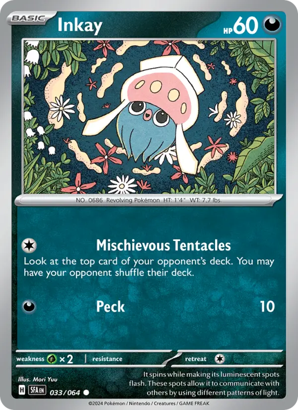 Inkay Non-Foil 033/64 Shrouded Fable Pokémon Card