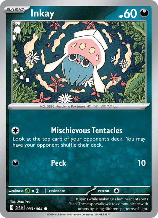 Inkay Non-Foil 033/64 Shrouded Fable Pokémon Card