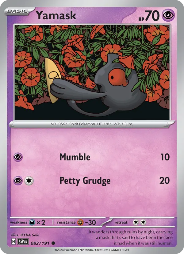 Yamask Reverse Holo 082/191 Surging Sparks Pokémon Card