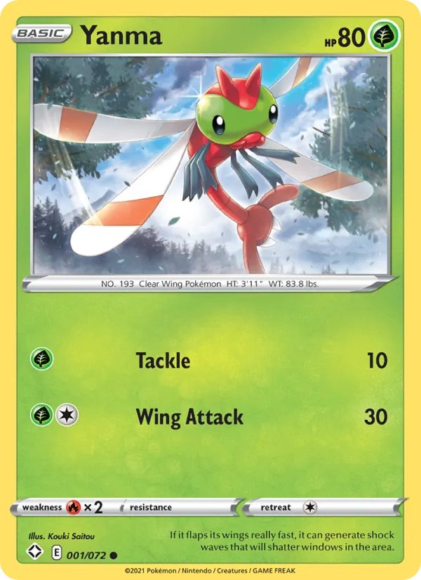 Yanma Reverse Holo 001/72 Shining Fates Pokémon Card