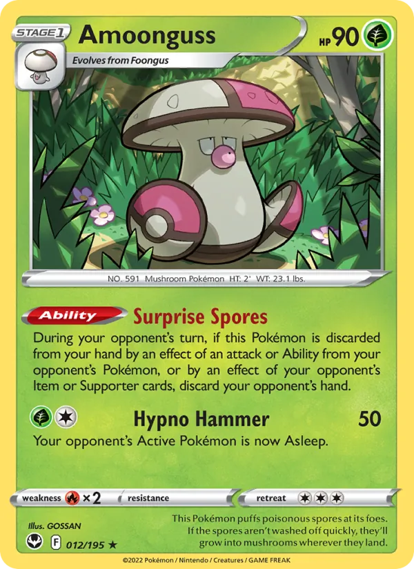Amoonguss Reverse Holo 012/195 Silver Tempest Pokémon Card