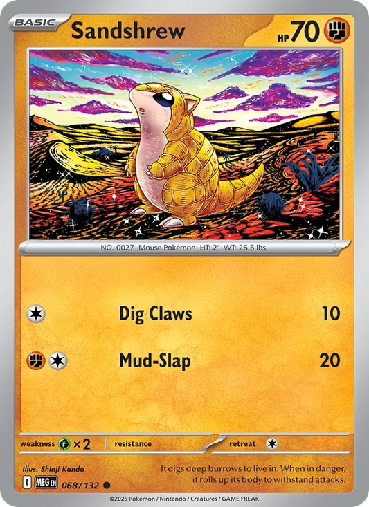 Sandshrew Normal 068/132 Mega Evolution Pokémon Card