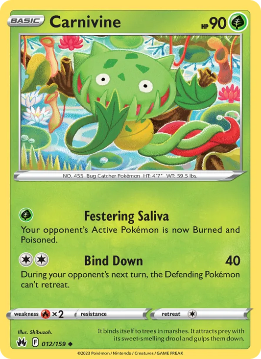 Carnivine Reverse Holo 012/159 Crown Zenith Pokémon Card