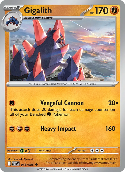 Gigalith Normal 048/86 White Flare Pokémon Card