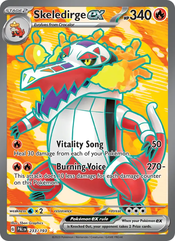 Skeledirge ex Holo 233/193 Paldea Evolved Pokémon Card