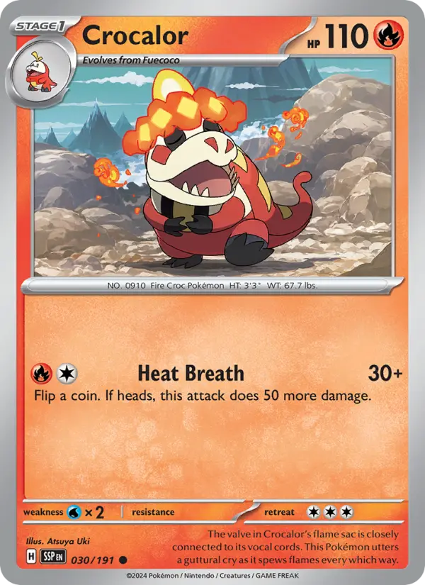 Crocalor Reverse Holo 030/191 Surging Sparks Pokémon Card